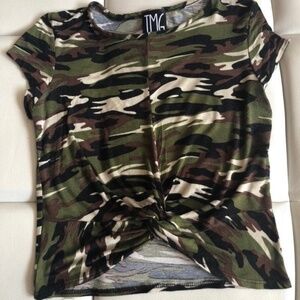 TMG New York longer crop style twist front top